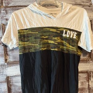 On Fire Men's White, Camouflage, and Black Hoodie